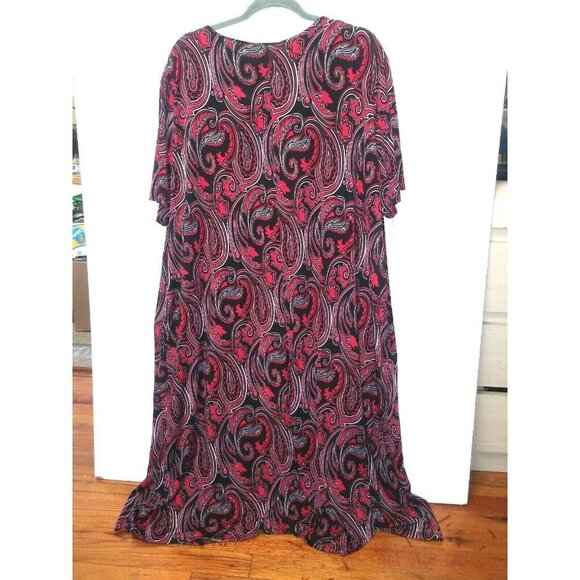 Lane Bryant Dress Plus Sz 2X Paisley red black Stretch Pockets Jumper Maxi dress - Picture 4 of 8